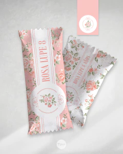 Kit imprimible flores flor salmon candy bar - tienda online