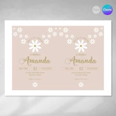 Invitacion flores margaritas texto editable canva tukit - comprar online