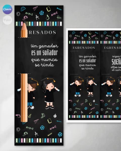 Porta lápiz imprimible deco egresados pizarron souvenir regalo en internet