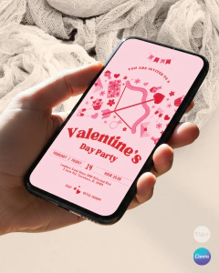 Invitación san valentín, invitaciones editables canva, Valentine's Day Party, dia de los enamorados - comprar online