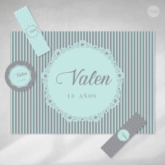 Kit imprimible rayas puntos dots tiffany gris candy bar tukit - comprar online
