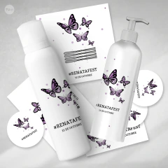 Kit imprimible baño sos canasta emergencia mariposas violetas tukit