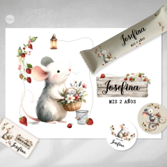 Kit imprimible ratones acuarela tukit - comprar online