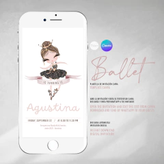 Invitacion bailarinas ballet texto editable canva tukit - comprar online