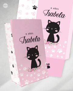 Bolsita golosinera imprimible cumpleaños gatitos gatos cat flores tukit