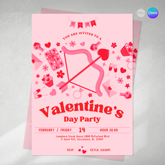 Invitación san valentín, invitaciones editables canva, Valentine's Day Party, dia de los enamorados - comprar online