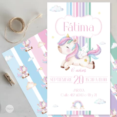 Kit imprimible unicornios acuarelas rayas pasteles tukit - buy online