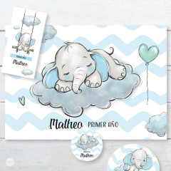 Kit imprimible elefante celeste acuarela tukit en internet