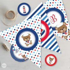 osito marinero, kit imprimible osito marinero, bolsa golosinera osito marinero, banderin osito marinero, cartel oso marinero, envoltorio para golosinas, tarjetas osito marinero, invitaciones osito marinero, etiquetas y circulos osito marinero, cumpleaños 