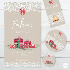 Kit imprimible navidad rustico lace puntilla tukit - comprar online