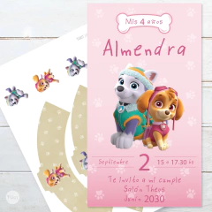 Kit imprimible patrulla de cachorros paw patrol rosa pink beige candy bar na internet
