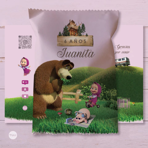 Chips bags bolsita golosinera imprimible masha y el oso tukit