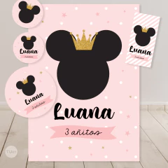 Kit imprimible minnie rosa dorado candy bar tukit - comprar online