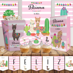 kit imprimible llamas, alpaca, llamitas, animales del norte, rosa