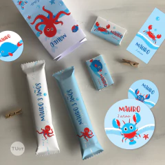 Kit imprimible animales del mar colores azul rojo celeste tukit - comprar online