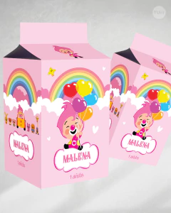 Milk box imprimible payaso plim plim arco iris rosa tukit - comprar online