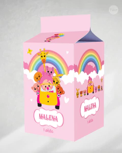 Milk box imprimible payaso plim plim auto arco iris rosa tukit - comprar online