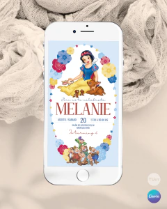Invitacion Blancanieves texto editable canva tukit - TuKit
