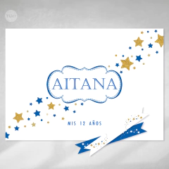 Kit imprimible estrellas glitter dorado azul candy bar tukit - TuKit
