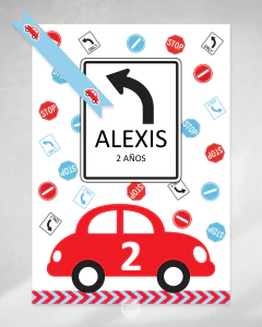 Kit imprimible autitos autos rojo celeste etiquetas candy bar - TuKit