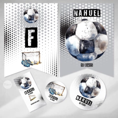 Kit imprimible futbol acuarela blanco negro tukit - TuKit