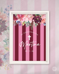 Kit imprimible de confirmación con rayas y flores tukit - comprar online