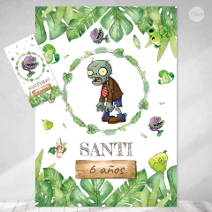 Kit imprimible plantas vs zombies cumpleaños candy bar tukit en internet