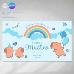 Etiqueta imprimible capibara, label, printable label carpinchos favor box, capibaras cumple tukit en internet