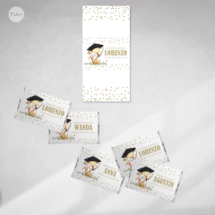Etiqueta envoltorio imprimible egresados graduacion zorro tukit - tienda online