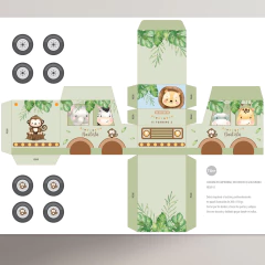 Camion imprimible animales de la selva acuarela tukit - comprar online
