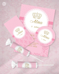 Kit imprimible coronita de reina rosa corona dorada crown tukit - comprar online