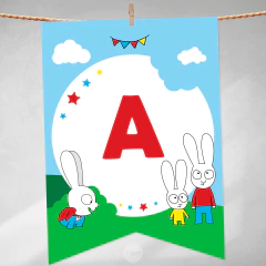 Pennant banner banderines simon el conejo abecedario tukit - comprar online