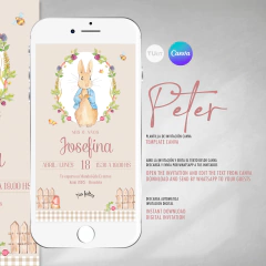 Invitacion peter rabbit texto editable canva tukit - comprar online
