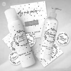 Kit imprimible canasta para baño sos puntos negros dots tukit