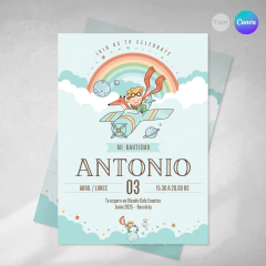 Invitacion sirenita ariel texto editable canva tukit - (copia)