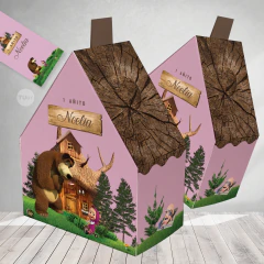 Casa imprimible, masha y el oso casita, paisaje souvenir lila tukit