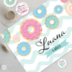 kit imprimible donas, rosquillas, donuts, roscas, vector, donuts party bundle, rosquillas colores pasteles, cumpleaños donas