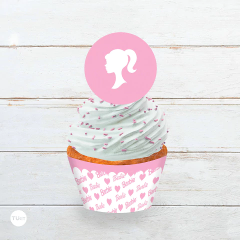 Wrapper topper cupcake imprimible barbie tukit