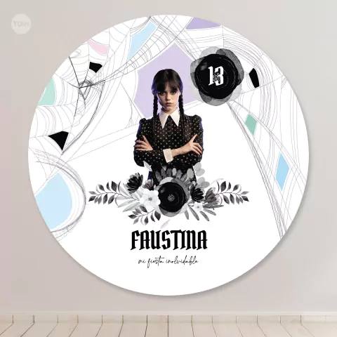 Banner circular digital imprimible backdrop merlina lila tukit - (copia)