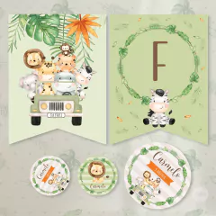 Kit imprimible animales de la selva acuarela verde naranja marron tukit en internet