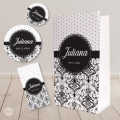Kit imprimible bulgaro trama negro blanco tukit - tienda online