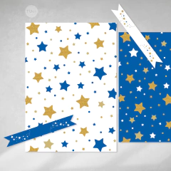 Kit imprimible estrellas glitter dorado azul candy bar tukit - tienda online