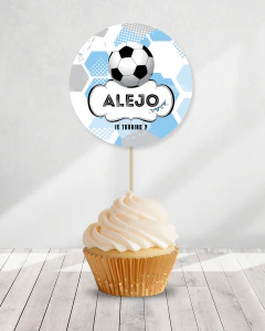 Adorno para cupcakes, futbol, texto editable canva tukit en internet