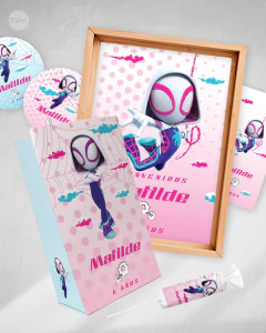 Kit imprimible spider ghost gwen superheroina tukit - tienda online