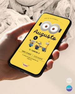 Invitacion editable minions, invitaciones canva editable, cumple minion, birthday minions, invitation template - comprar online