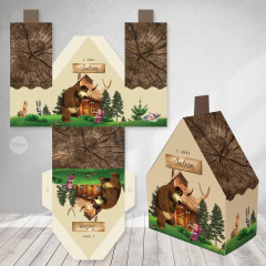Casa imprimible, masha y el oso casita, paisaje souvenir beige tukit - comprar online