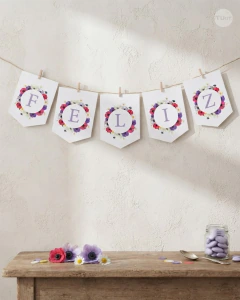 Banderines imprimibles flores amapolas, banderín para cumpleaños casamientos, abecedario tukit - comprar online