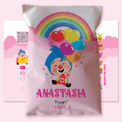 Chip bag imprimible payaso plim plim rosa tukit