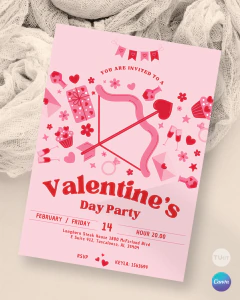 Invitación san valentín, invitaciones editables canva, Valentine's Day Party, dia de los enamorados en internet