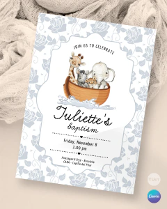 Invitacion editable, invitación arca, invitaciones canva editable, cumple arca de noe, birthday arc, invitation template en internet